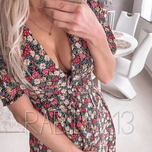 ZARA PRINTED DRESS WITH SHOULDER PADS - Picture 10 of 13